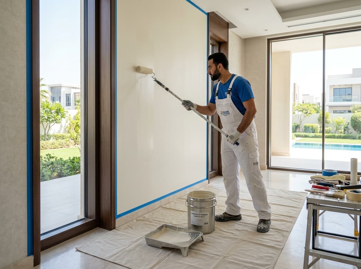 Professional painter working in Dubai villa
